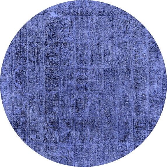 Ahgly Company Indoor Round Abstract Blue Modern Area Rugs, 7' Round