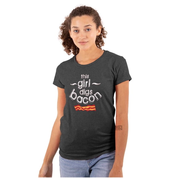 This Girl Digs Bacon Funny Meat Lover Womens Fitted Plus Size Graphic Tee Brisco Brands 2X