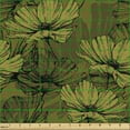 thumbnail image 2 of Ambesonne Floral Fabric by the Yard Upholstery, Fowers in Earth Tones Art, 1 Yard, Fawn Green Brown, 2 of 5