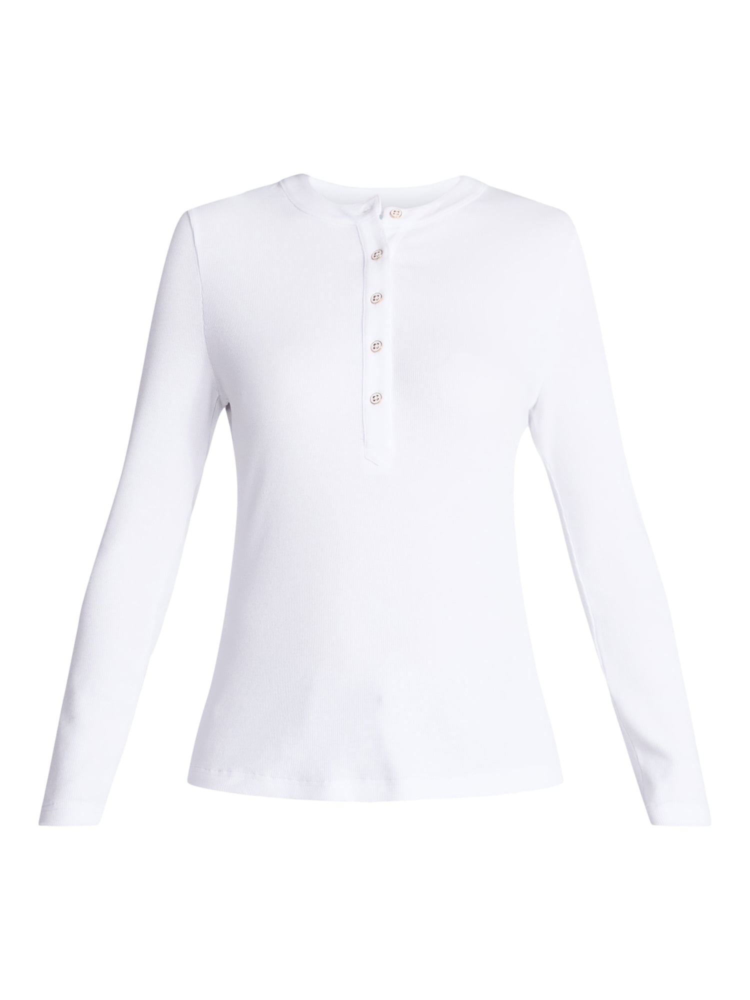 Time and Tru Women's Ribbed Henley with Long Sleeves, Sizes XS-XXXL