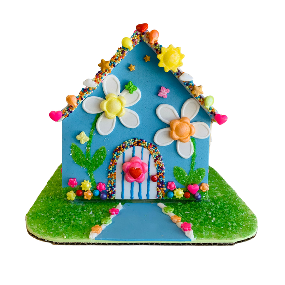 Bakery Bling Daisy Lane Insta-House Cookie Decorating Kit, Pre-Baked Cookie House with Royal Icing & Glittery Sugar Sprinkles, Spring Activity, No Baking Required