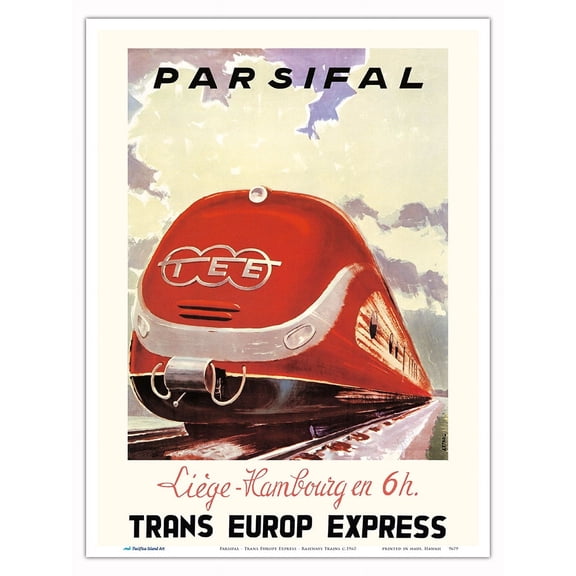 Parsifal - Trans Europe Express - Railways Trains - Vintage Railroad Travel Poster c.1962 - Master Art Print (Unframed) 9in x 12in