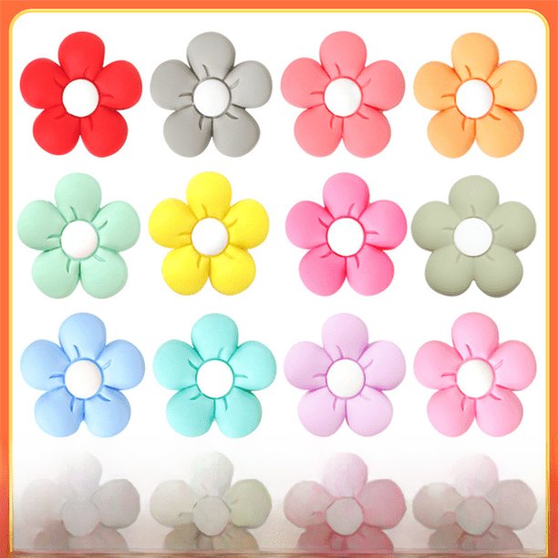 Cuentas de flores, cuentas de silicona, accesorios de joyería hechos a mano para hacer pulseras de goma, cuentas de goma para muelas de bebé