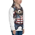 thumbnail image 3 of Fotbe Patriotic Boxing Bear Art Pattern Youth Pullover Hooded Sweatshirt, Boys Hoodie, Kangaroo Pocket Hoodie for Kids Girls -X-Large, 3 of 6