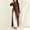 #0159-Brown, variant on Women's Winter Solid Color Long Sleeve Round Neck Side Drawstring Cinched Casual Top Maxi Tunic