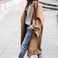 thumbnail image 2 of YDFCWXW Women's Oversized Notched Collar Wool Blend Single Midi Long Trench Coat Coffee, L, 2 of 7