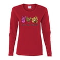thumbnail image 3 of Peace Love Baseball Sports Womens Graphic Long Sleeve T-Shirt, Red, XX-Large, 3 of 5