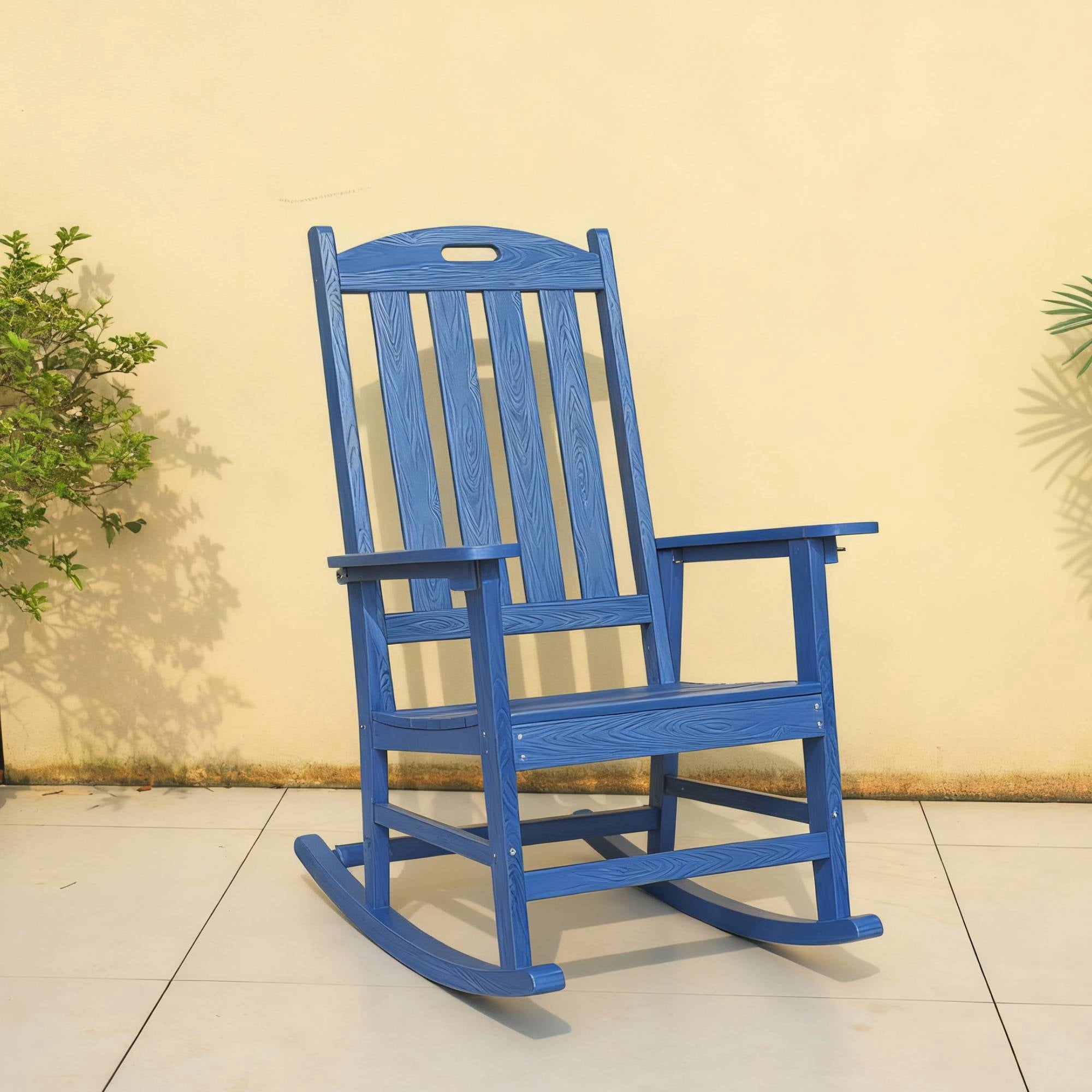 All Season Patio Rocking Chair, Leisure Swing Chair for Outdoor Garden Balcony Relaxation Daily Rest Space, Dark Brown