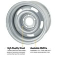thumbnail image 2 of Speedway Motors GM Rally Truck Wheel, 15x10 Steel Rim with 5x5 BP & Silver Gloss Finish, Classic Five-Slot Style Compatible with most GM C10, Blazer, Jimmy and Other 1/2-Ton Truck, 2 of 9