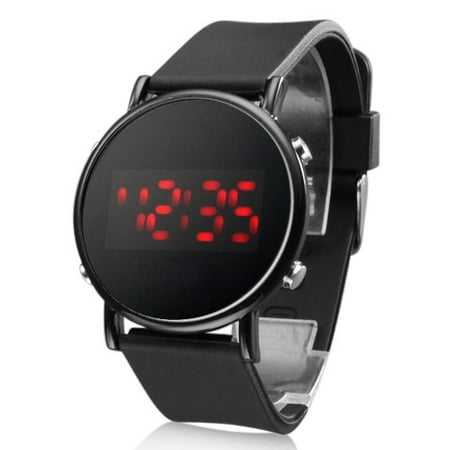 NEW LED mens watch black silicone digital watch sliver round dial women watches Wrist watch
