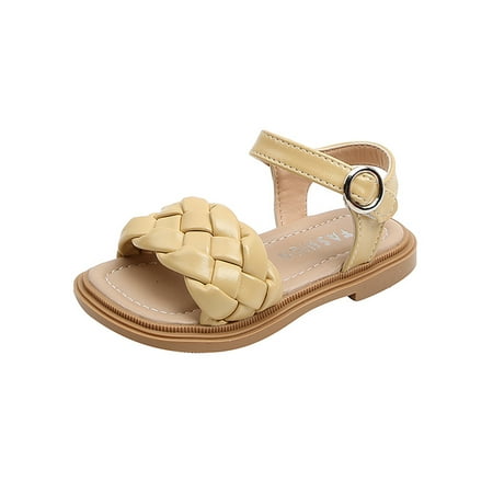 

Ritualay Girls Dress Sandal Braid Strap Princess Shoes Summer Flat Sandals Comfort Stylish Kids Girl s Beach Yellow 13C