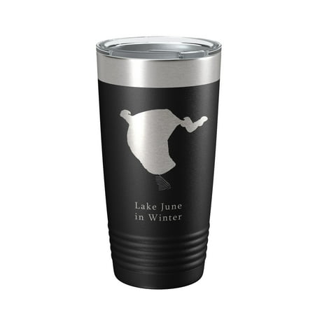 

Lake June in Winter Map Tumbler Travel Mug Insulated Laser Engraved Coffee Cup Florida 20 oz Black