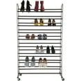 Mainstays 10Tier Rolling Shoe Rack, Silver Finish, up to 30 Pair of