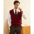thumbnail image 2 of Kallspin Men's Vest Sweater Wool Blended V Neck Sleeveless Button Cardigan Sweater(Red,3X-Large,Tall), 2 of 8