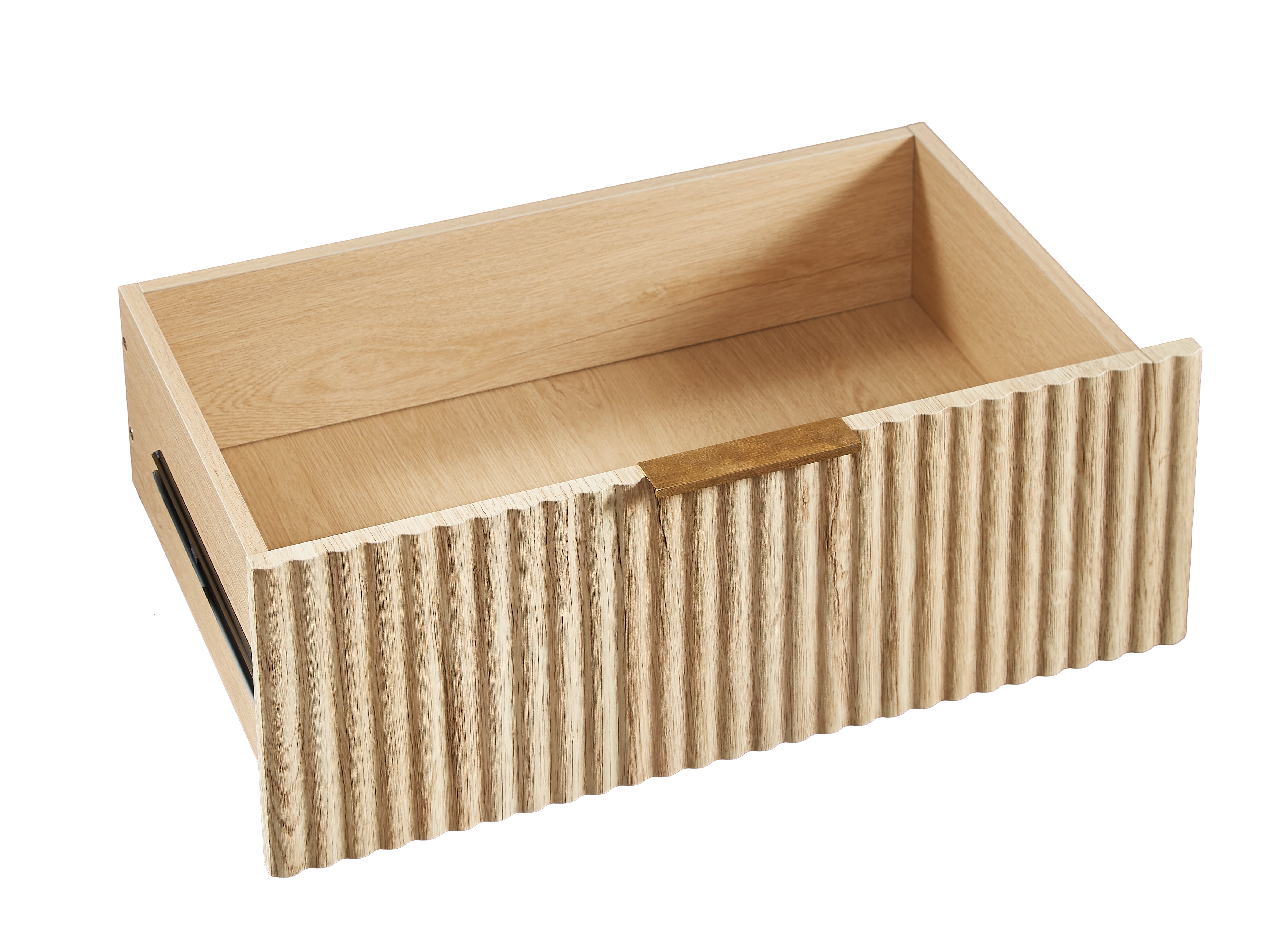 Dresser, 3 Drawers Chest of Drawers 2 Pack, Modern Nightstands with Curved Wave Design, Wood Drawer Organizer Set, Oak Finish