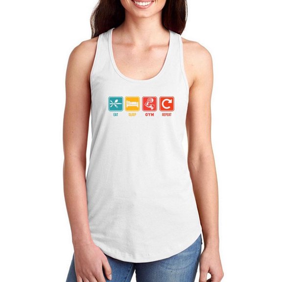 Eat Sleep Gym Repeat Racerback Tank Women -Image by Shutterstock, Female XX-Large