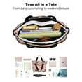 thumbnail image 4 of Tote Bag for Women - Yorkie Dog and Flower Florals Shoulder Bag - Large Utility Work Duffle Bag with Zipper Handbag for Travel, Work, Sprots, 4 of 5
