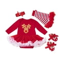 thumbnail image 3 of THDHVS Toddler Outfits for Girls,Newborn Girl Clothes,Newborn Toddler Girls Christmas Romper Dress Outfit Headband Leg Warmer Shoes Red 3-6 Months, 3 of 4