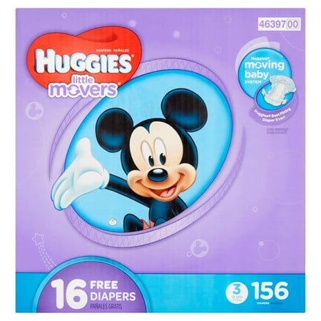 HUGGIES Little Movers Diapers, Size 3, 156 Diapers