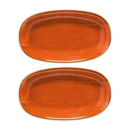Terracota 7.5" x 4.25" x h:1" Oval Terracotta Porcelain Platter (Set of 2)