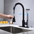 thumbnail image 3 of Cfowner High Arc Single Handle Kitchen Sink Faucet, Commercial Faucet with Pull Down Sprayer, 360°Swivel Spout, Matte Black, 3 of 8