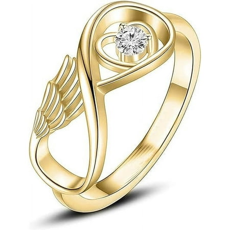 Angel Wing Cremation Ring for Women - Birthstone Infinity Wing Urn Rings Memorial Jewelry Human Pet Ash Holder Memorial Urn Ring