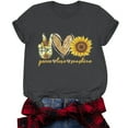 thumbnail image 5 of Lilgiuy Sales Online Women Peace Love Sunshine Letter Shirt Summer Short Sleeve Top Sunflower Print Casual Crewneck T-Shirt Soft Blouse Tee, 5 of 6