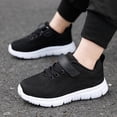 thumbnail image 3 of Kids Running Shoes Girls Solid Color Mesh Sneakers Soft Sole Orthopedic Walking Shoes Lightweight Hook and Loop Tennis Shoes Black 12.5 Little Kid, 3 of 7
