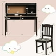 thumbnail image 4 of Costway Kids Desk & Chair Set Study Writing Desk w/ Hutch & Bookshelves Brown, 4 of 12