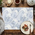 thumbnail image 2 of Placemats Set of 4, Blue Waves Place Mats Ocean Lines Stripes Tablemats Washable Placemat Table Decoration for Kitchen Table Dinner Party Home Decor Indoor Outdoor 13x19 Inch, 2 of 9