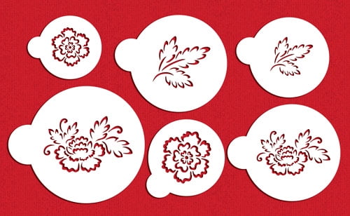 Beige/semi-transparent Designer Stencils C790 Brush Embroidery Flower Set 