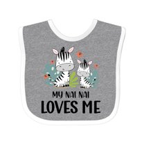 Inktastic Zebra My Nai Nai Loves Me Boys or Girls Baby Bib
