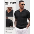 thumbnail image 4 of COOFANDY Black Polo Shirts for Men Textured V Neck Knit Polos Short Sleeve Casual Golf Shirts Fashion Polos, 4 of 6
