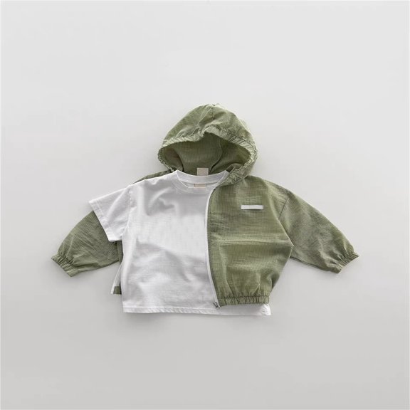 Girls Boys Zip Up Windbreaker Jacket Boys Hooded Sun Jacket Lightweight Long Sleeve Outerwear Summer Toddler Coat Green 2-3 Years