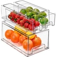 thumbnail image 1 of Sorbus Fridge Drawers - Clear Stackable Pull Out Refrigerator Organizer Bins (1 X-Large, 2 Small), 1 of 7