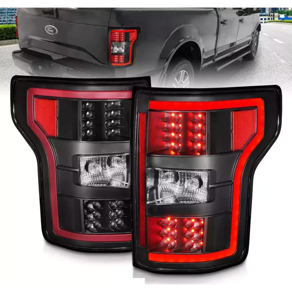 Set of Pair Eagle Eyes Black LED Taillights for 2018-2020 Ford F-150 XL / XLT