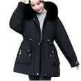thumbnail image 2 of Fashion Winter Warm Hooded Coats for Womens Plus Size Casual Loose Solid Color Pocket Zippered Reversible Long Coat, 2 of 6