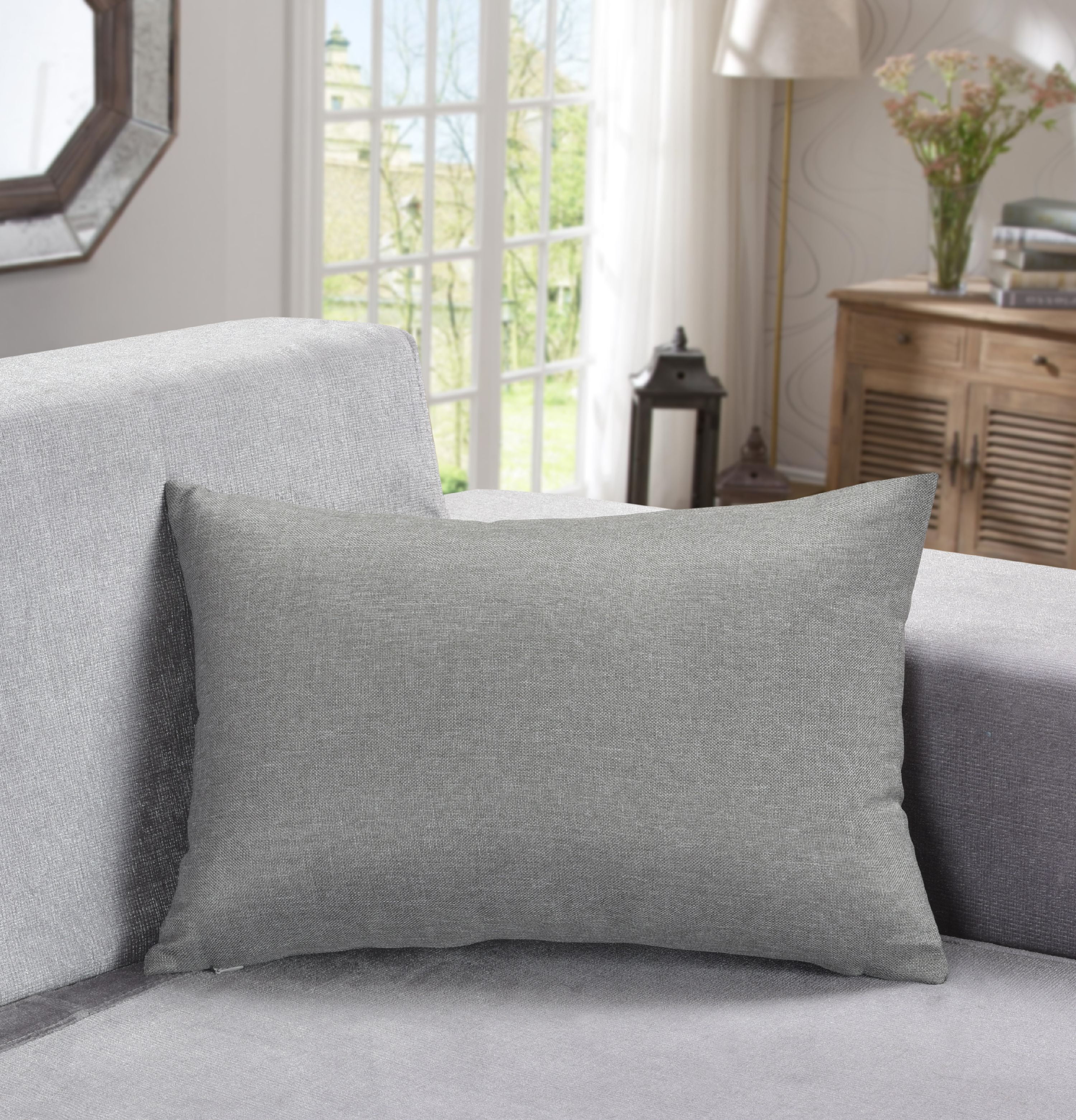Aiking Home Breathable Solid Faux Linen Throw Pillow Case / Cushion