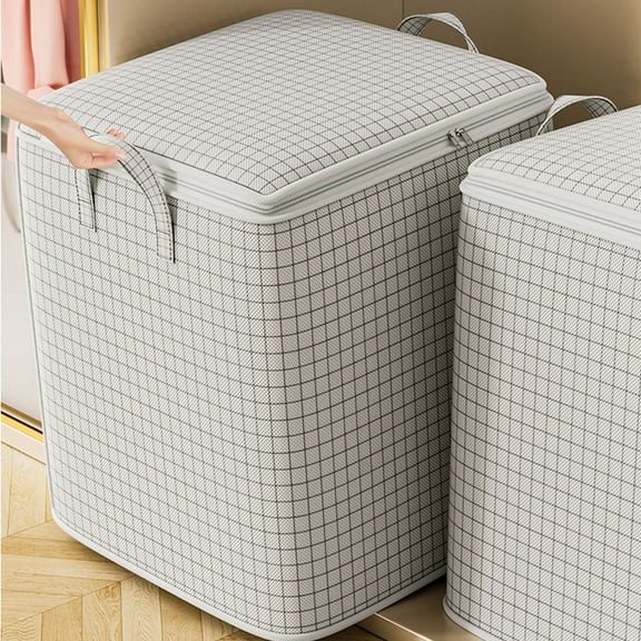 Boovnll Clothes Storage Bins with Lids, 120L Extra Large Capacity Storage Bags with Reinforced Handles & Zipper for Bedroom Comforters, Blankets, Clothes Organizer, Storage and Organization