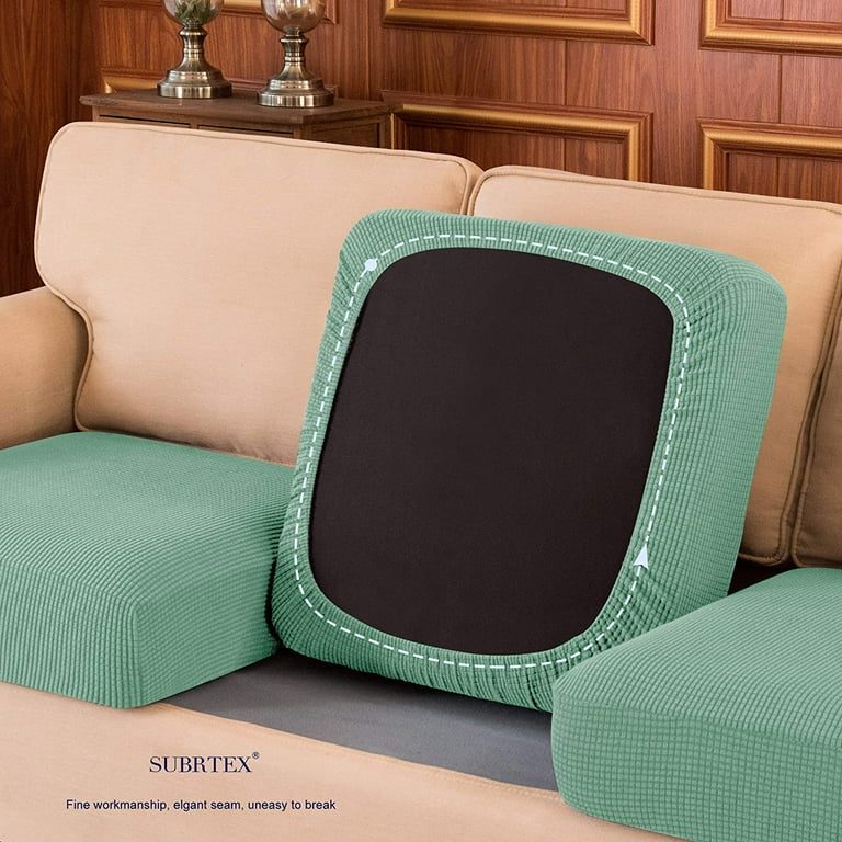 Subrtex Cushion Covers Separate Seat Stretch Textured Grid 2PCS Dark Cyan Walmart