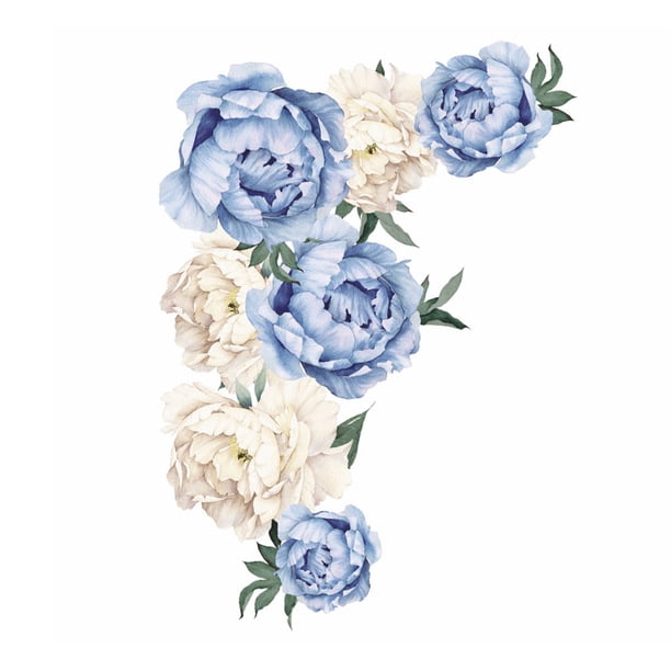 Papel Tapiz Injueey Adhesivo de Pared Ciruelo Flor Peonía Azul FX-C16D