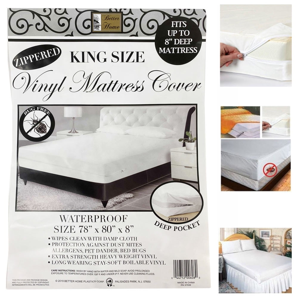 New WaterProof Zippered Vinyl Mattress Cover Allergy Relief Bed Bug ALL SIZES 
