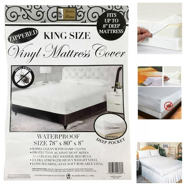 King Size Waterproof Zippered Super Soft Mattress Cover Allergy Relief ...