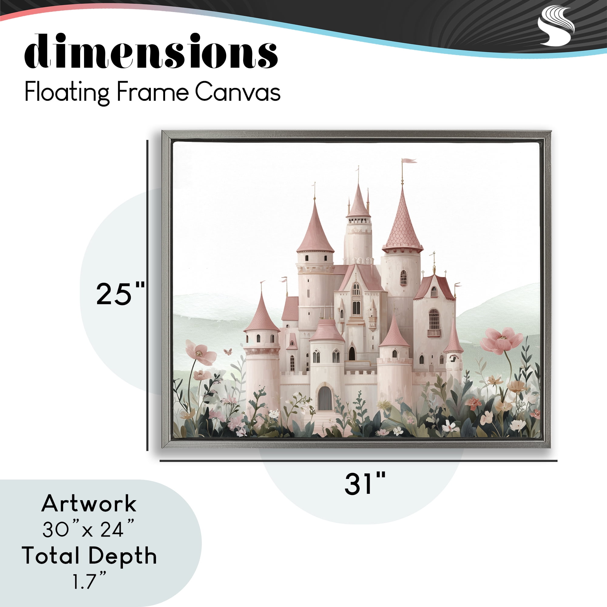 Stupell Industries A Castle For Princess Gray Framed Floater Canvas Wall Art, design by Christine Simpson Art