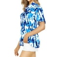 thumbnail image 4 of LA LEELA Hawaiian Shirts Womens Casual Summer Button Down Beach Party Blouse Shirt Blouses Button up Short Sleeve Vacation Dress Tee Shirts Tank Top Women L Tie Dye Leaves, Blue, 4 of 5