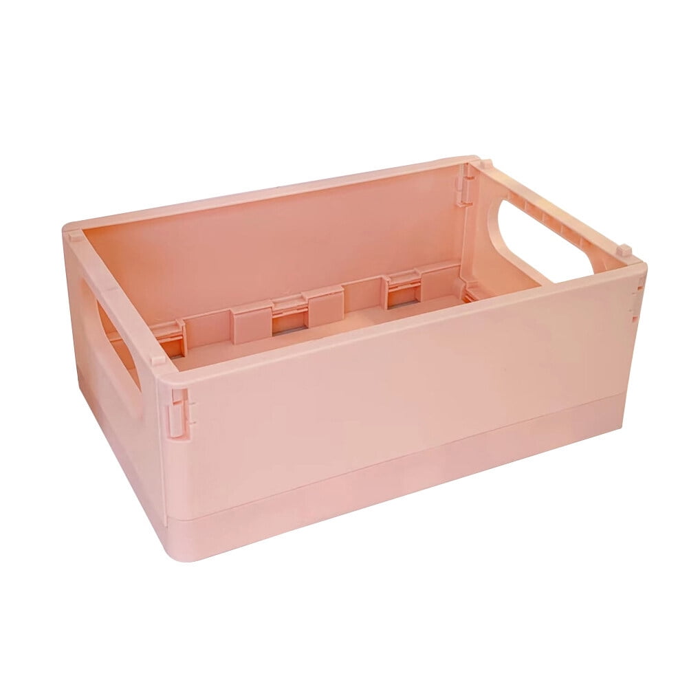 Luxshiny Pink Desk Organizer Basket with Smooth Edges and Foldable Design for Office Use