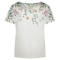 thumbnail image 5 of Summer Saving Wycnly Cute Tops for Women Short Sleeve V-Neck Floral T shirts Summer Lightweight Comfy Loose Fit Ladies Shirts Blouses White M Clearance Clothes, 5 of 5
