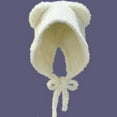 thumbnail image 5 of 2PCS Ear Lace Up Winter Hat Women Solid Color Bear Decor Knitted Daily Accessories, 5 of 7