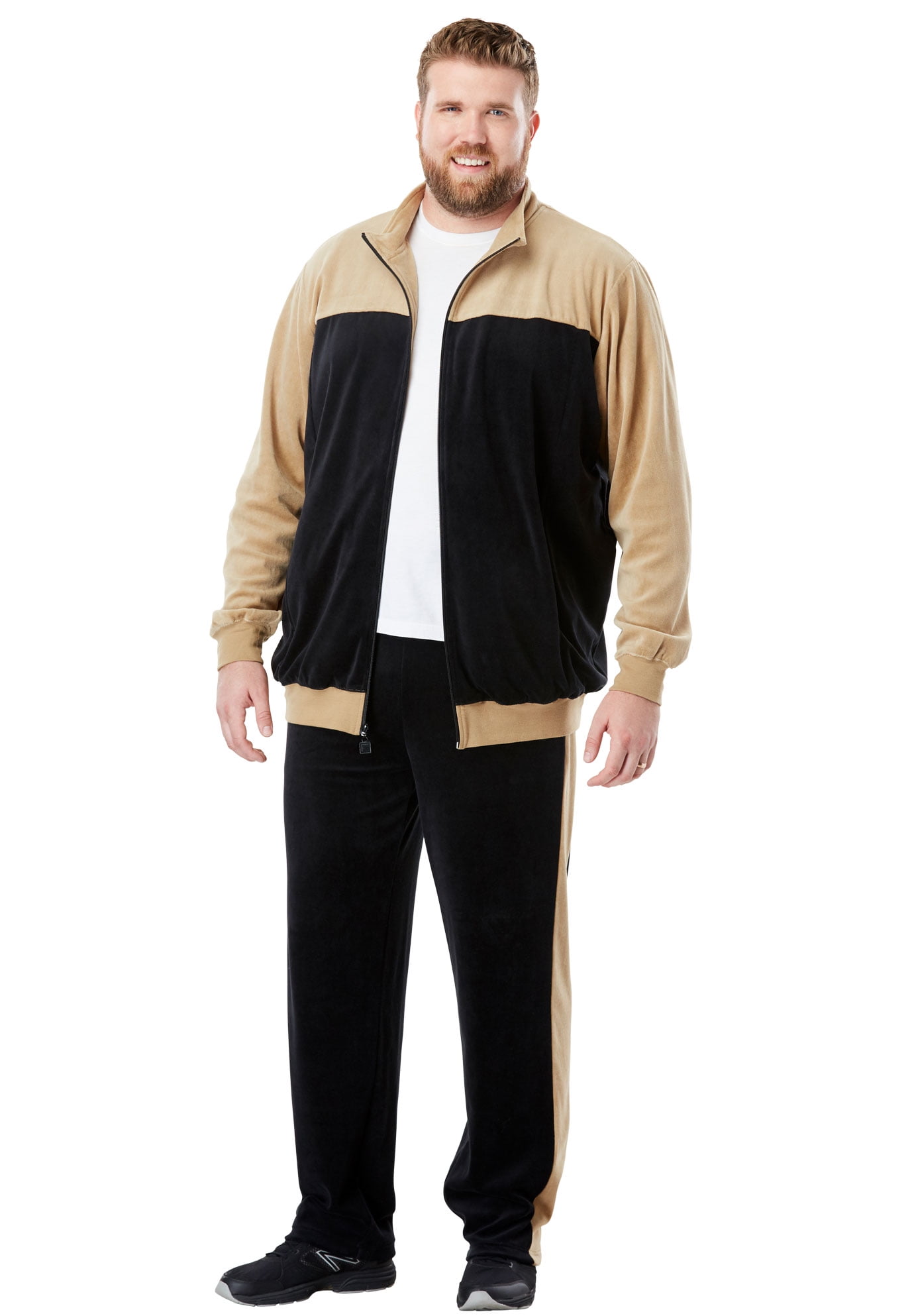 KingSize Mens Big & Tall Velour Full-Zip Jacket Big 3XL Navy 