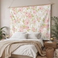 thumbnail image 3 of Pink Flowers Small Tapestry for Bedroom Wall Hanging Tapestry, Country Botanical Floral Leaves Romantic Ceiling Backdrop Tapestries Poster Blanket Wall Decor for Teens Room Living Room Dorm 23" x 28", 3 of 8